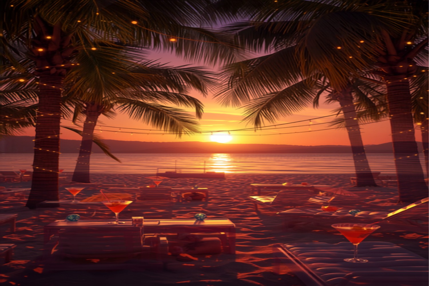 Italienische Beach-Disco-Stimmung bei Sonnenuntergang am Heidesee