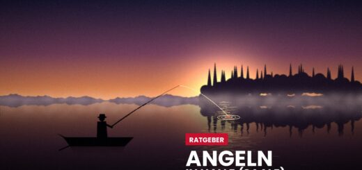 Angler im Boot auf einem See bei Sonnenaufgang – Angeln in Halle (Saale)