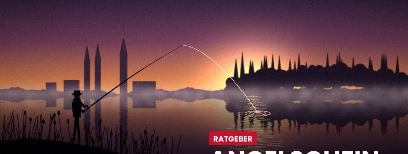 Angler am Ufer der Saale in Halle bei Sonnenaufgang – Angelschein in Halle (Saale)