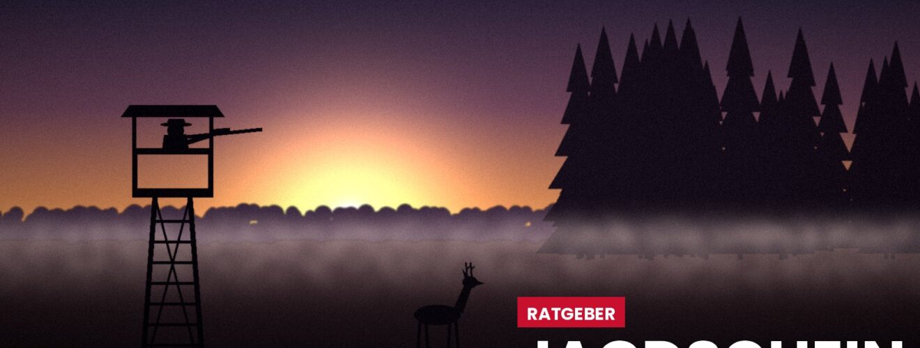 Jäger auf dem Hochsitz bei Sonnenaufgang, Rehbock im Nebel – Jagdschein in Halle (Saale)
